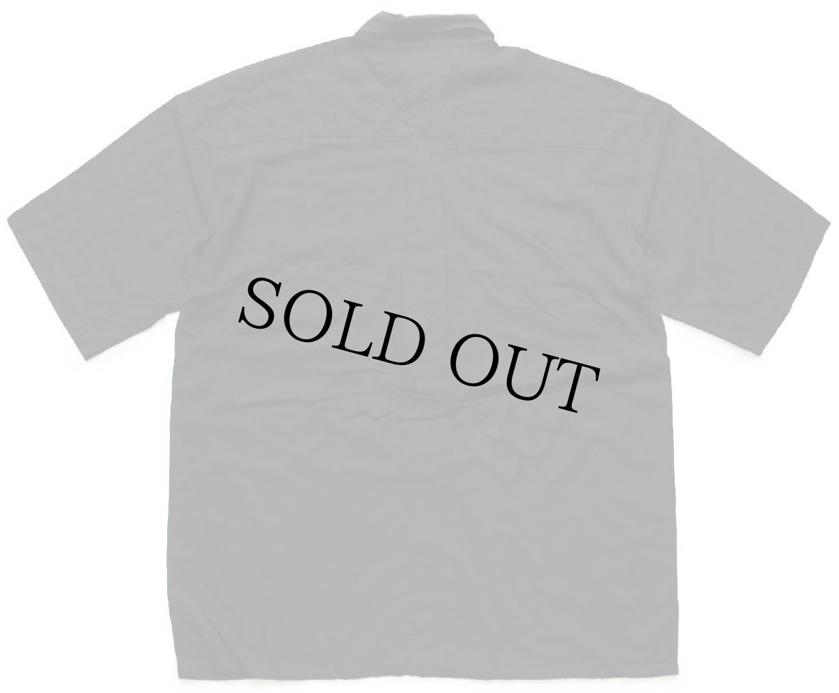 画像2: 90s Oak Street 比翼 刺繍入り 半袖 レーヨンシャツ 黒 M (2)