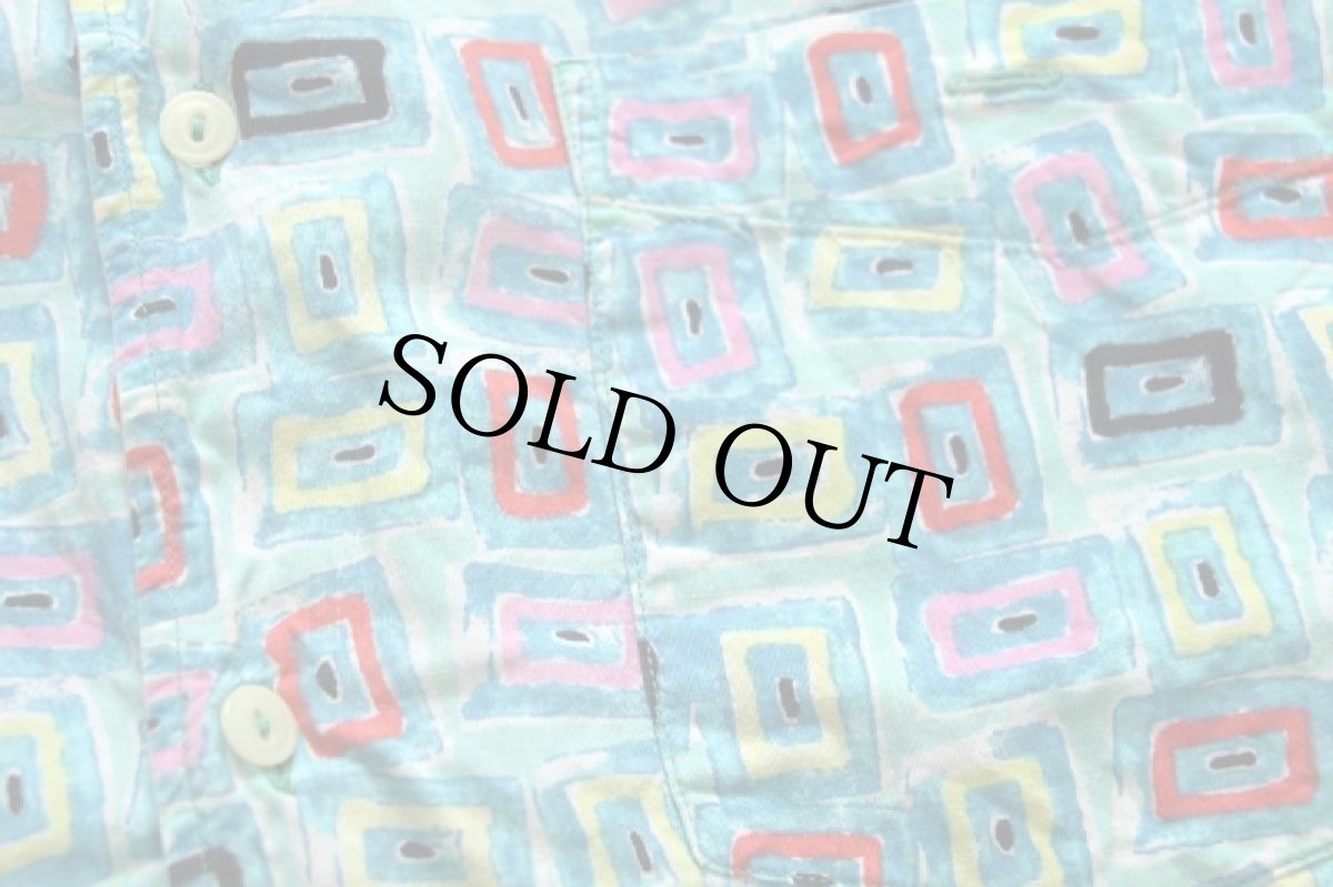 画像6: 90s イタリア製 CiAO アート 総柄 半袖 コットンシャツ M (6)