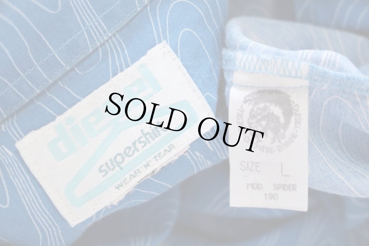 画像4: イタリア製 dieselディーゼル supershirt 総柄 イタリアンカラー 半袖 レーヨンシャツ L (4)