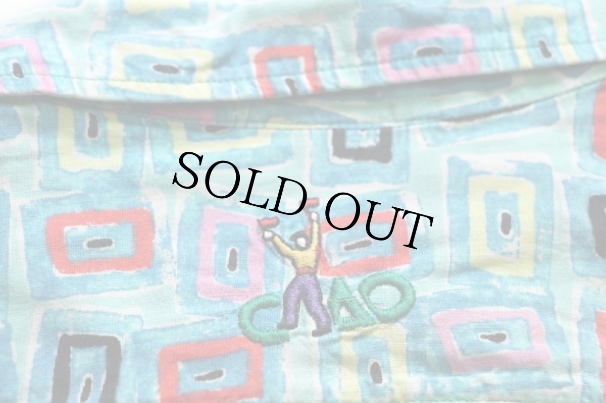 画像5: 90s イタリア製 CiAO アート 総柄 半袖 コットンシャツ M (5)