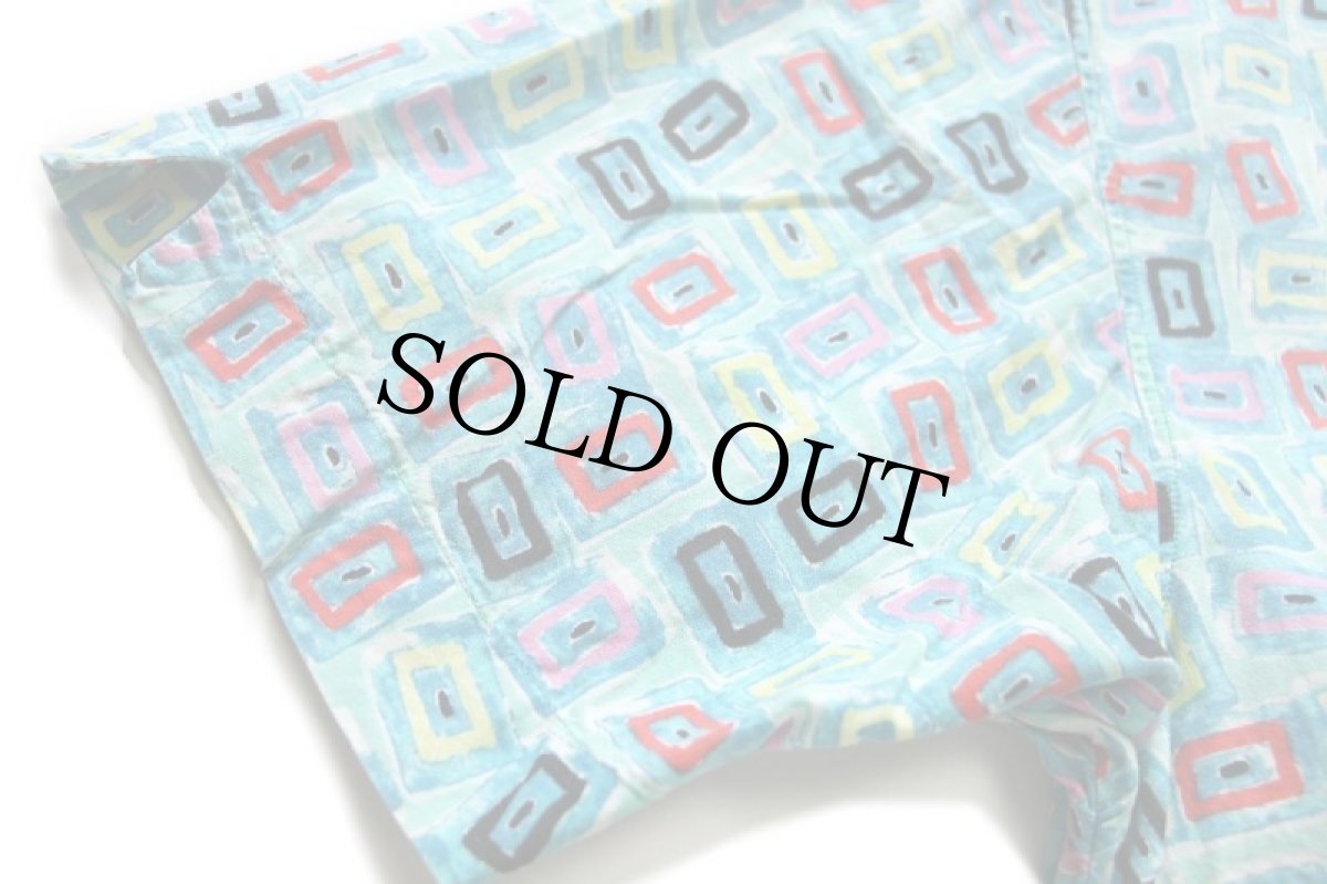 画像7: 90s イタリア製 CiAO アート 総柄 半袖 コットンシャツ M (7)