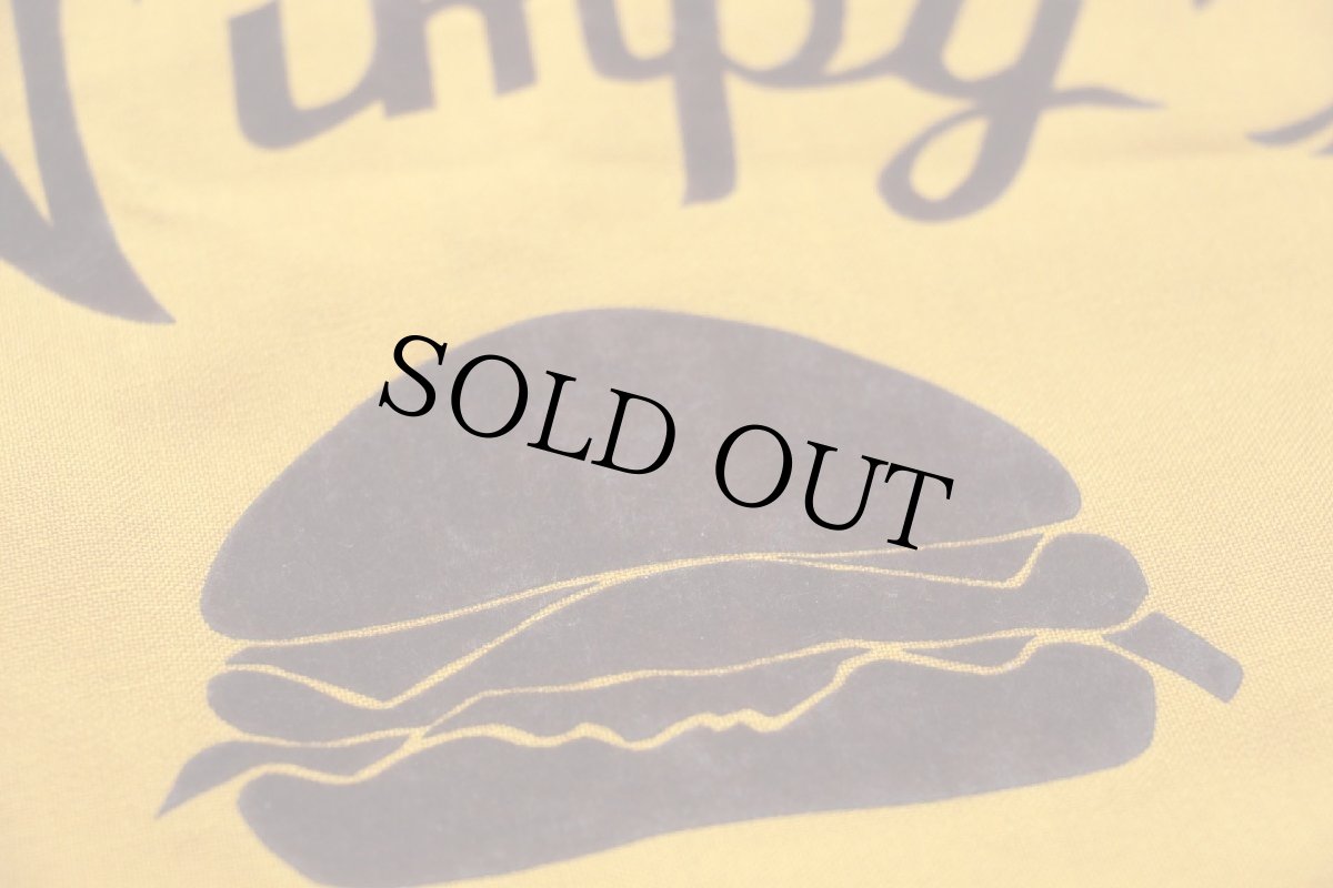 画像6: 60s USA製 Wimpy's Oxnard ハンバーガー フェルトプリント ボウリングシャツ マスタード (6)