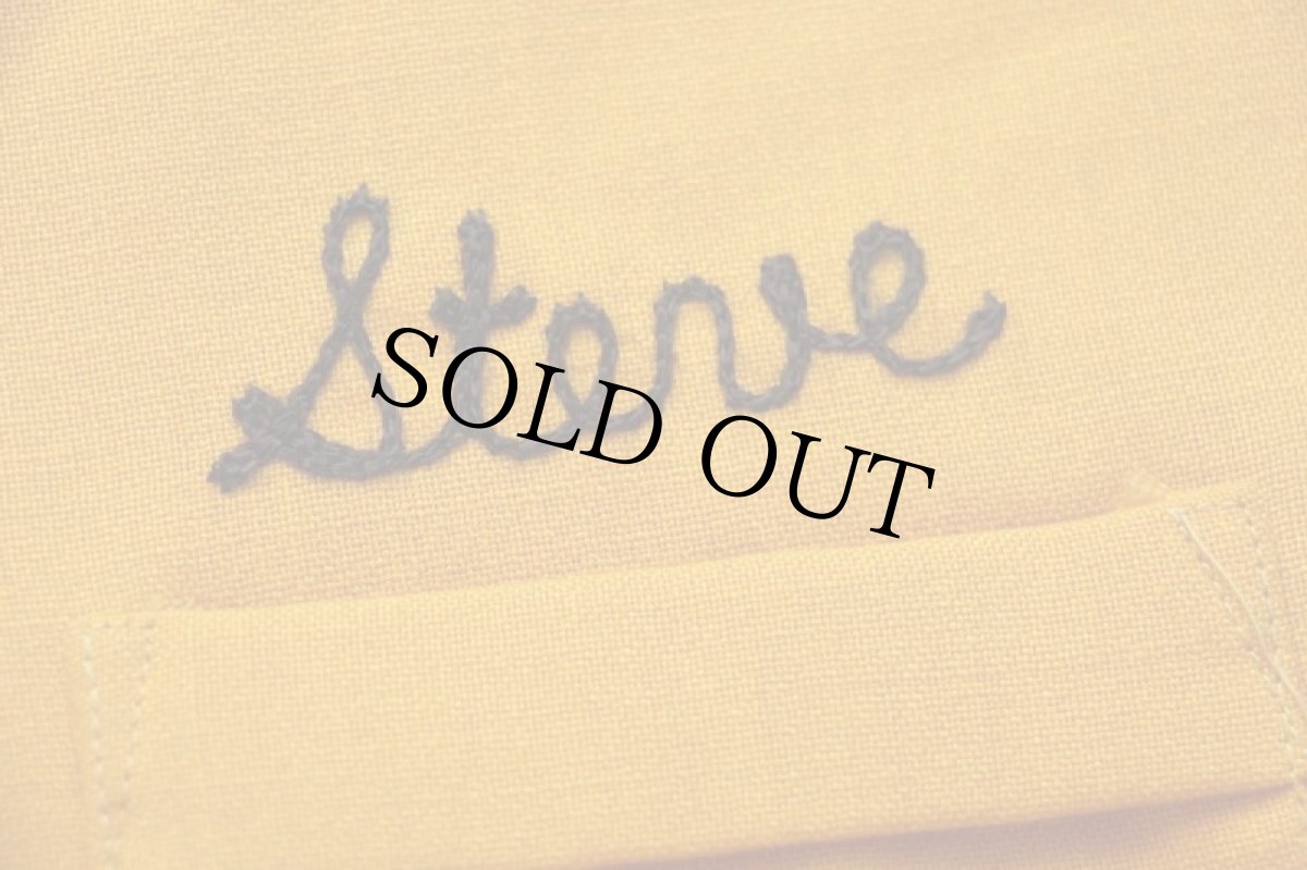 画像7: 60s USA製 Wimpy's Oxnard ハンバーガー フェルトプリント ボウリングシャツ マスタード (7)