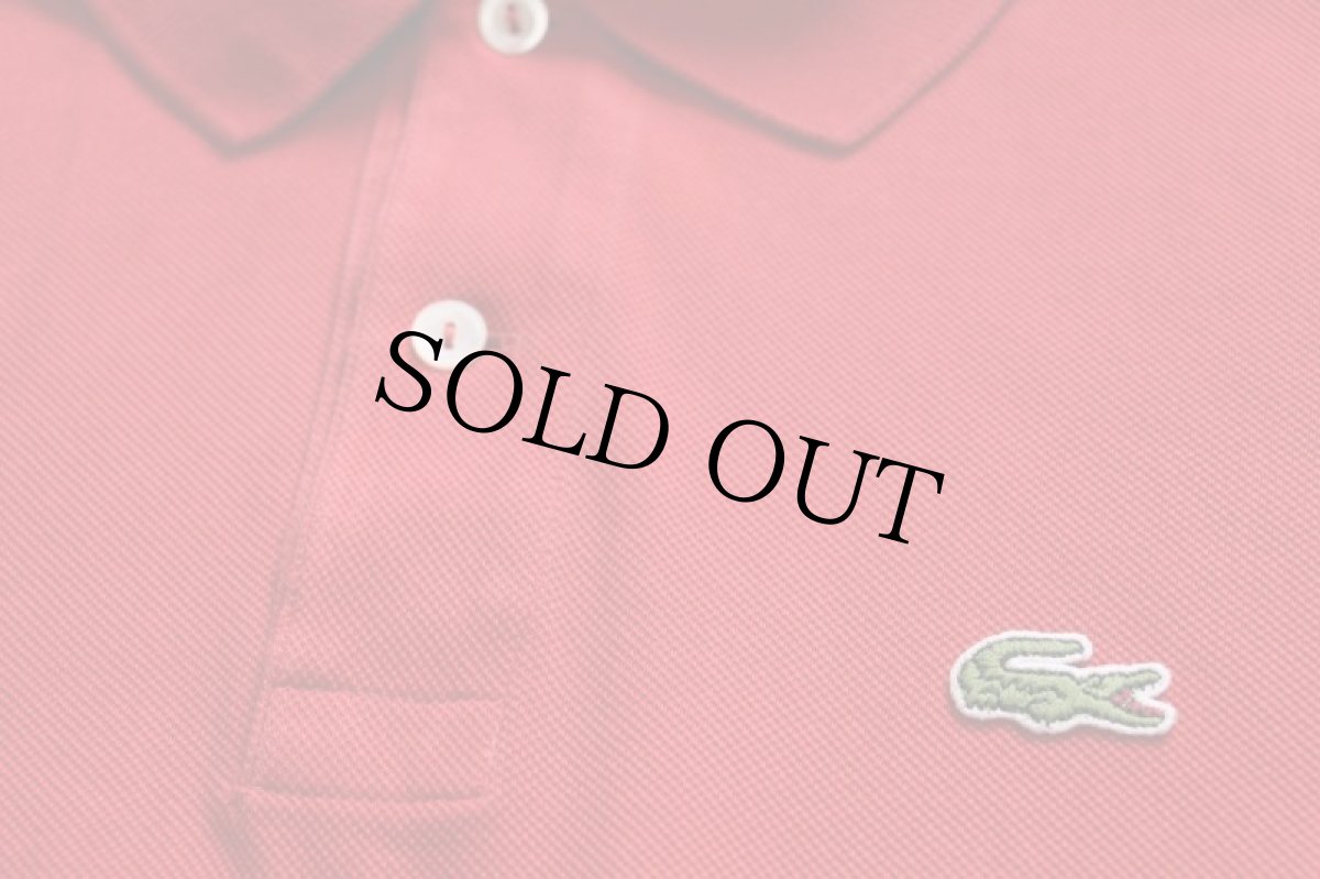 画像5: 80s フランス製 LACOSTE ラコステ ワンポイント コットン 鹿の子 ポロシャツ 赤 5★242 (5)