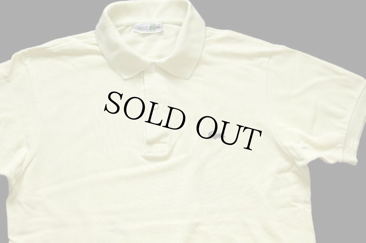 画像3: 70s フランス製 CHEMISE LACOSTE ラコステ ワンポイント コットン 鹿の子 ポロシャツ 薄黄 3★233 (3)