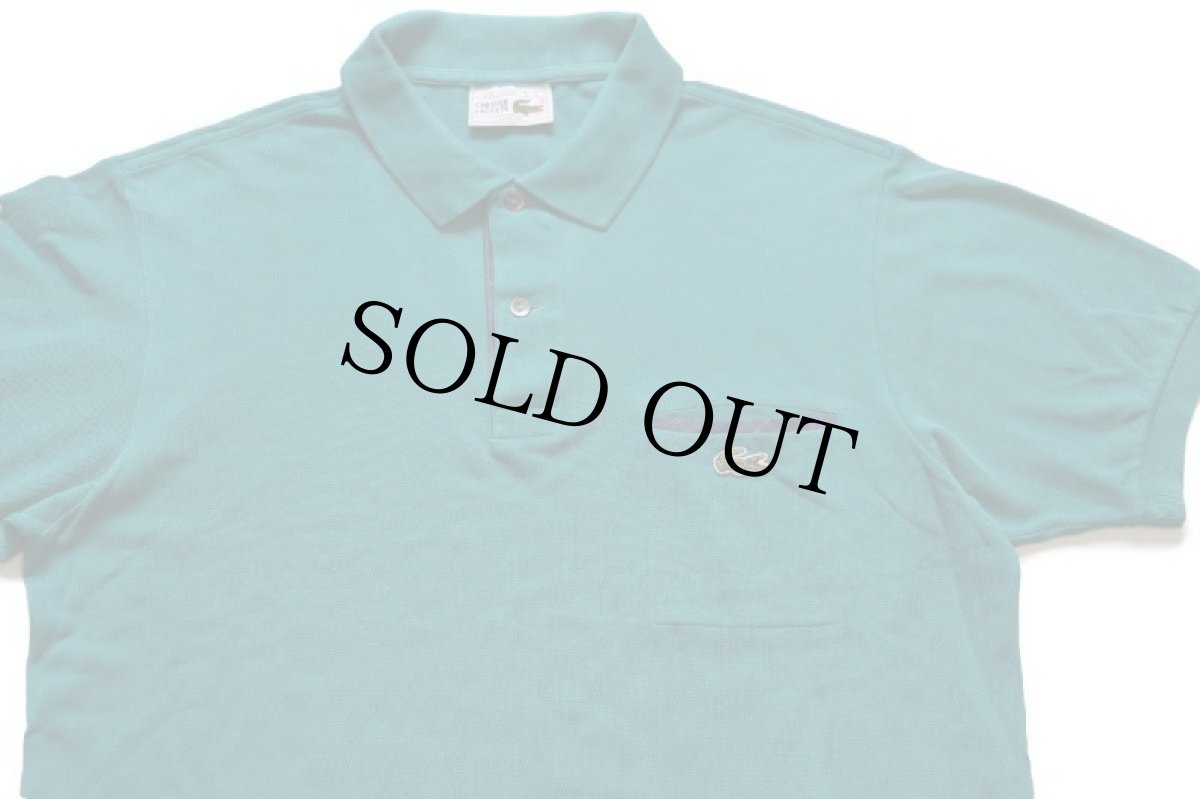 画像3: 80s フランス製 CHEMISE LACOSTE ラコステ LOISIRS ワンポイント ポケット付き コットン 鹿の子 ポロシャツ 緑 4★239 (3)