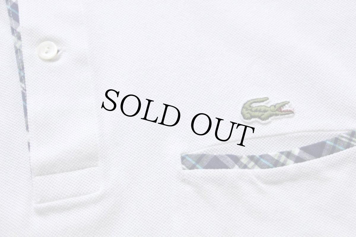 画像5: 70s フランス製 CHEMISE LACOSTEラコステ ワンポイント ポケット付き コットン 鹿の子 ポロシャツ 白 5★240 (5)