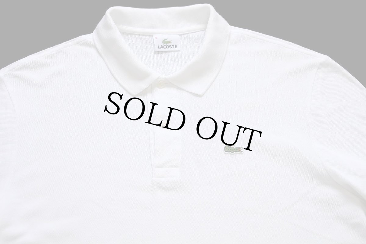画像3: 90s LACOSTEラコステ ワンポイント コットン 鹿の子 長袖ポロシャツ 白 6★117 (3)