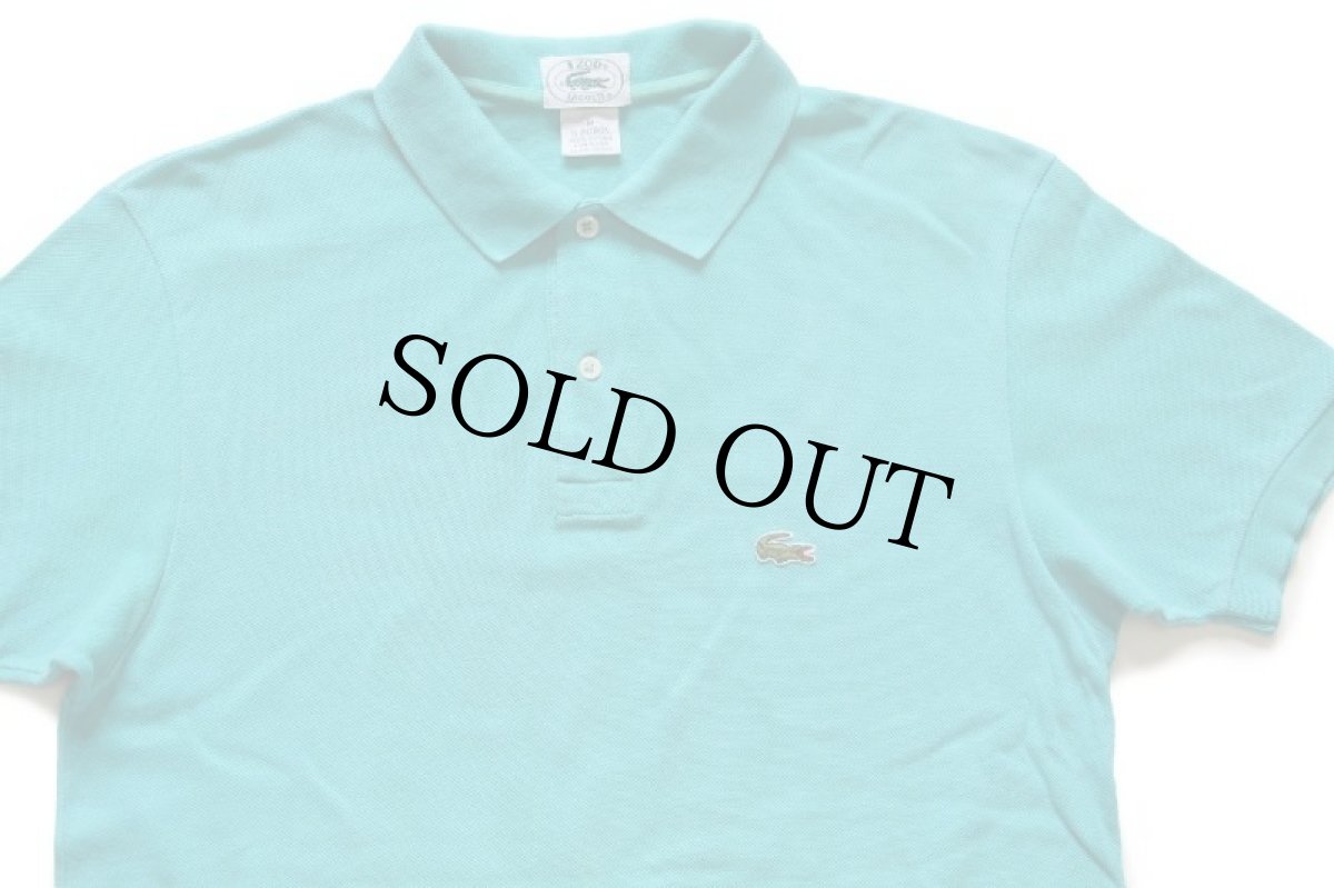 画像3: 80s USA製 IZOD LACOSTE ラコステ ワンポイント コットン 鹿の子 ポロシャツ エメラルドグリーン M (3)