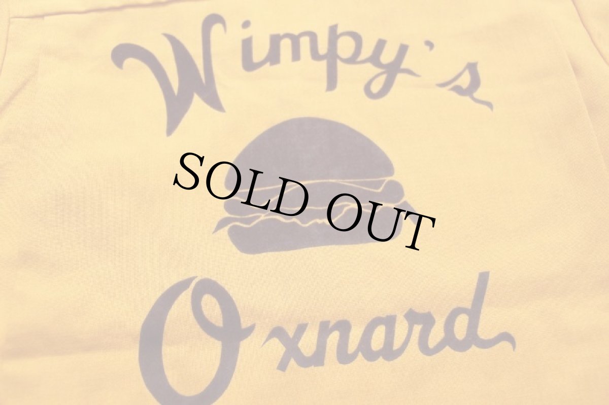 画像5: 60s USA製 Wimpy's Oxnard ハンバーガー フェルトプリント ボウリングシャツ マスタード (5)