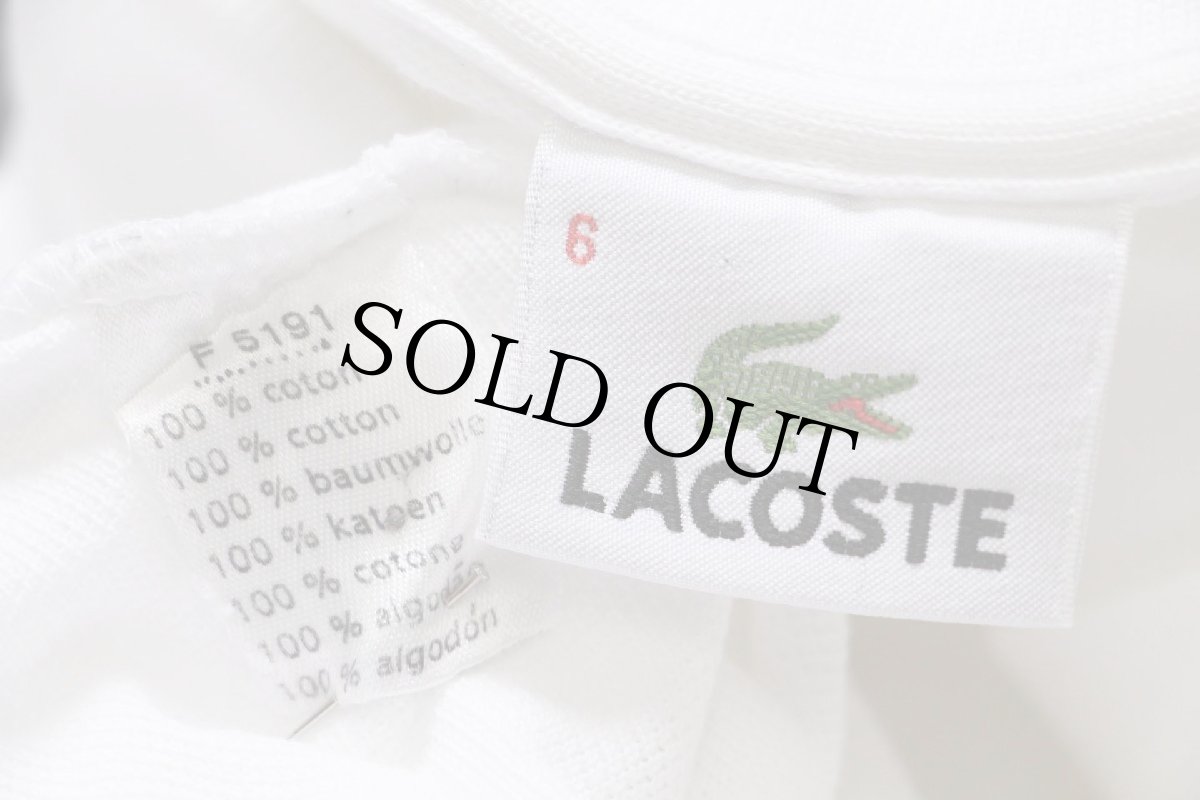 画像4: 90s LACOSTEラコステ ワンポイント コットン 鹿の子 長袖ポロシャツ 白 6★117 (4)