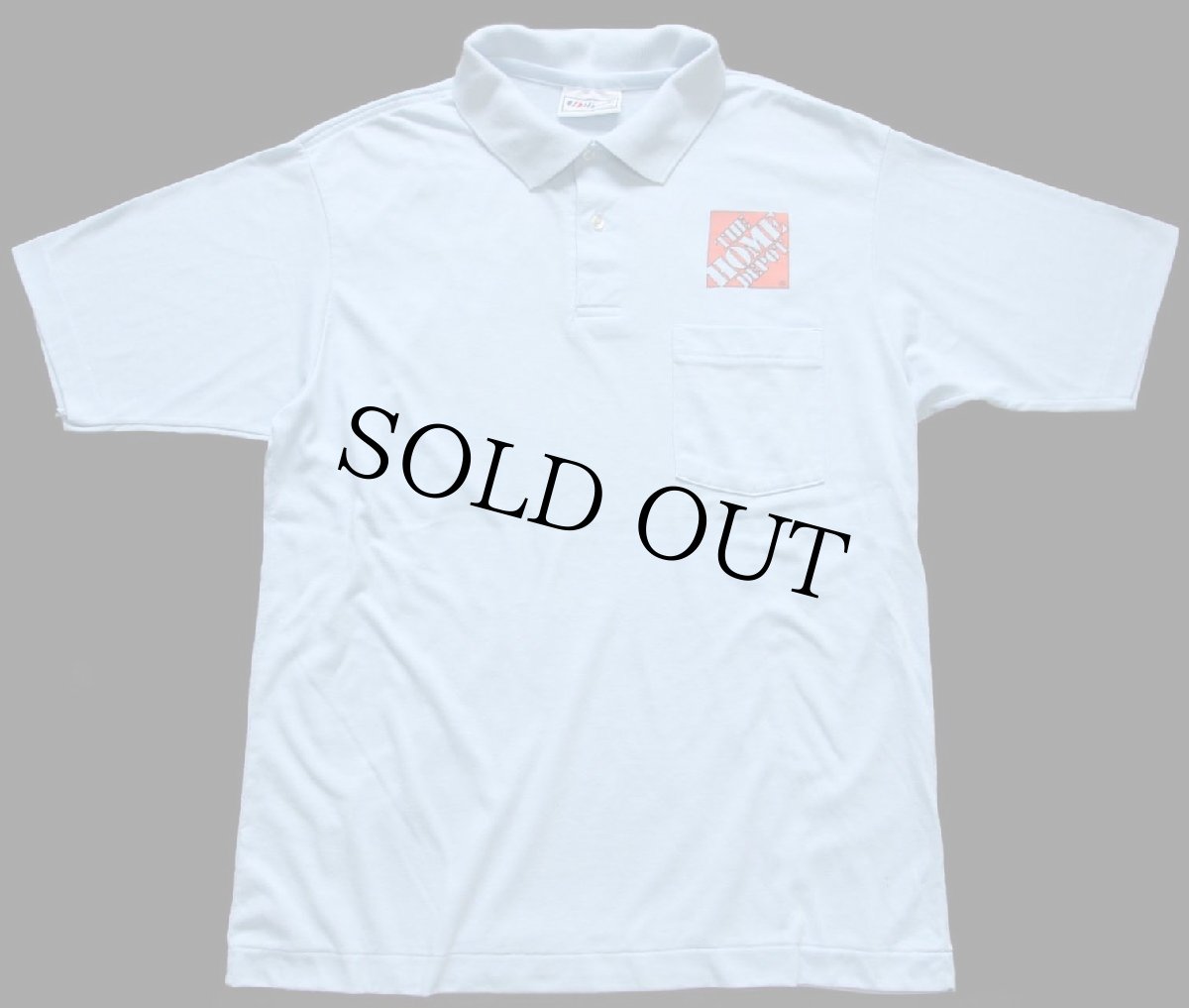 画像2: 80s USA製 Hanes THE HOME DEPOT ホームデポ ロゴ JUST ANOTHER DAY IN PARADISE! 両面プリント ポロシャツ 水色 L (2)