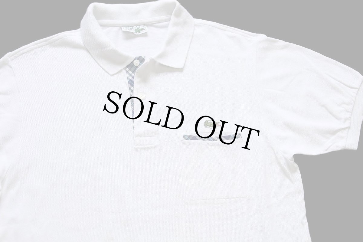 画像3: 70s フランス製 CHEMISE LACOSTEラコステ ワンポイント ポケット付き コットン 鹿の子 ポロシャツ 白 5★240 (3)