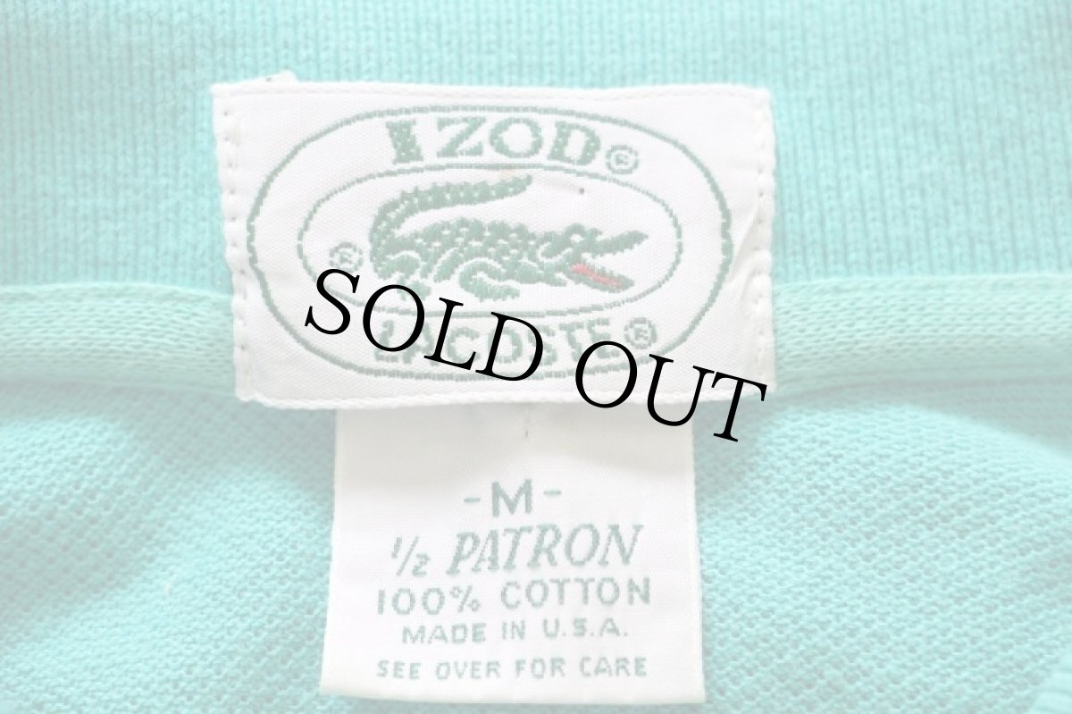 画像4: 80s USA製 IZOD LACOSTE ラコステ ワンポイント コットン 鹿の子 ポロシャツ エメラルドグリーン M (4)