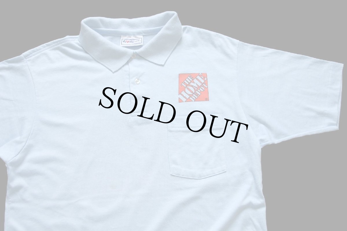 画像3: 80s USA製 Hanes THE HOME DEPOT ホームデポ ロゴ JUST ANOTHER DAY IN PARADISE! 両面プリント ポロシャツ 水色 L (3)