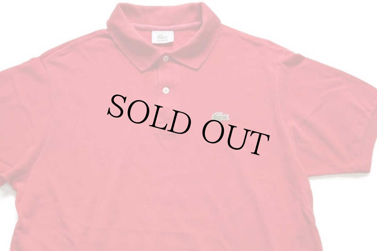 画像3: 80s フランス製 LACOSTE ラコステ ワンポイント コットン 鹿の子 ポロシャツ 赤 5★242 (3)
