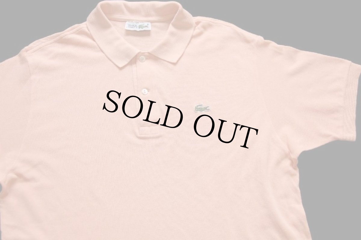 画像3: 70s フランス製 CHEMISE LACOSTE ラコステ ワンポイント コットン 鹿の子 ポロシャツ 薄ピンク 7★234 (3)