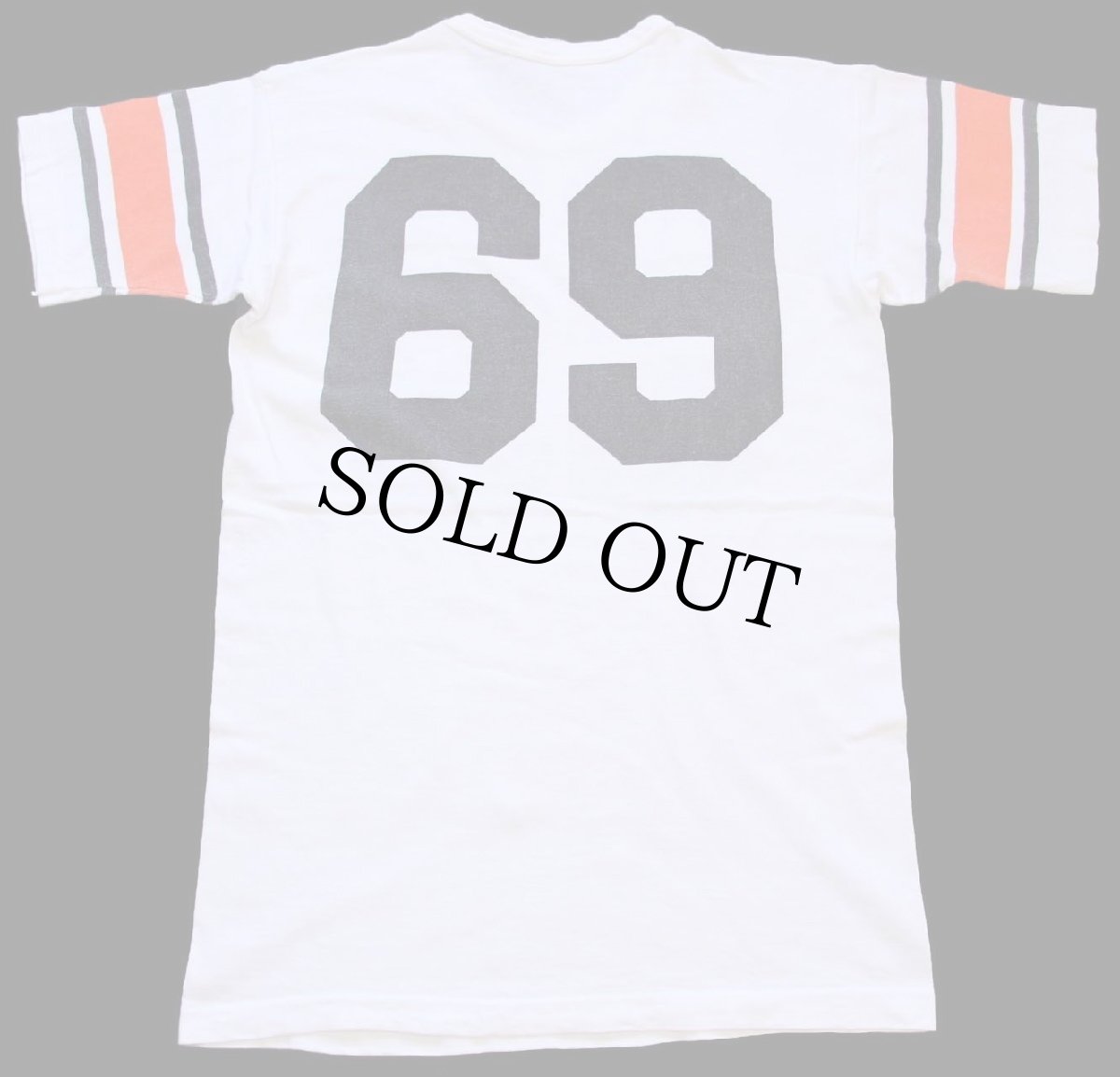 画像2: 60s CHAMPIONチャンピオン ランタグ SYRACUSE 69 ナンバリング 両面 オール染み込みプリント コットン フットボールTシャツ 白 (2)