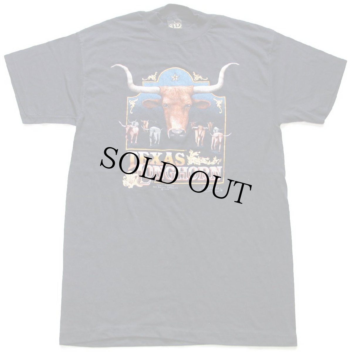 画像2: 80s USA製 3D EMBLEM TEXAS LONGHORN 牛 Tシャツ 黒 L (2)