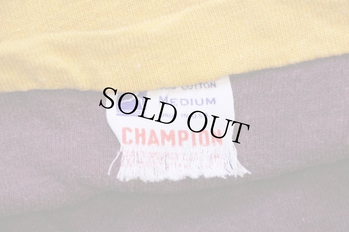 画像5: 60s USA製 CHAMPIONチャンピオン ランタグ CONCORDIA 四段中抜きプリント コットン リバーシブルTシャツ マスタード×バーガンディ M (5)