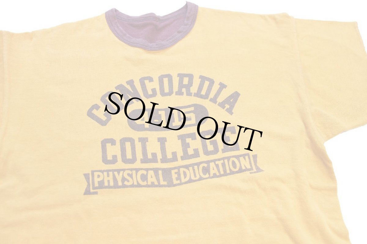 画像3: 60s USA製 CHAMPIONチャンピオン ランタグ CONCORDIA 四段中抜きプリント コットン リバーシブルTシャツ マスタード×バーガンディ M (3)