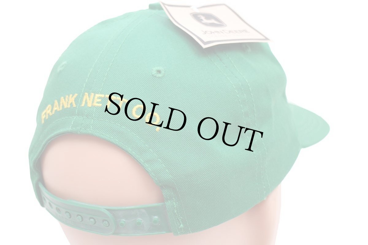 画像2: デッドストック★90s USA製 JOHN DEERE FRANK NETT CO. ロゴ刺繍 キャップ 緑 (2)