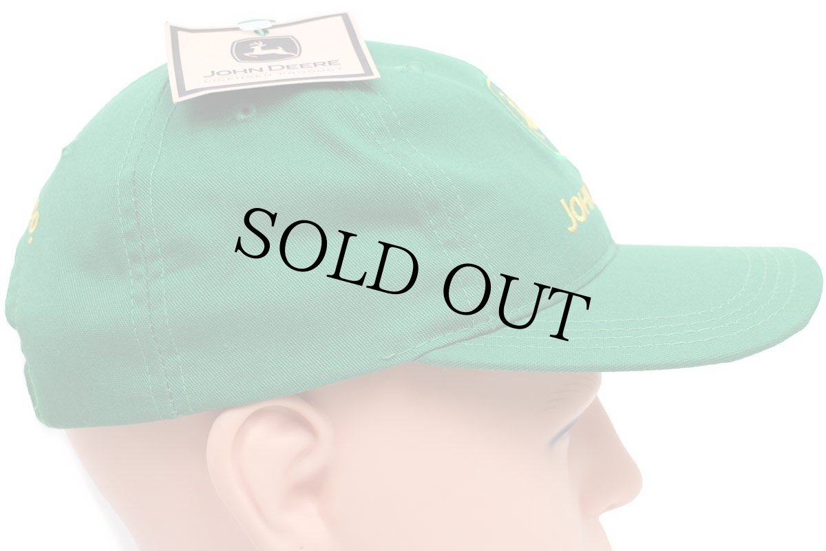 画像4: デッドストック★90s USA製 JOHN DEERE FRANK NETT CO. ロゴ刺繍 キャップ 緑 (4)