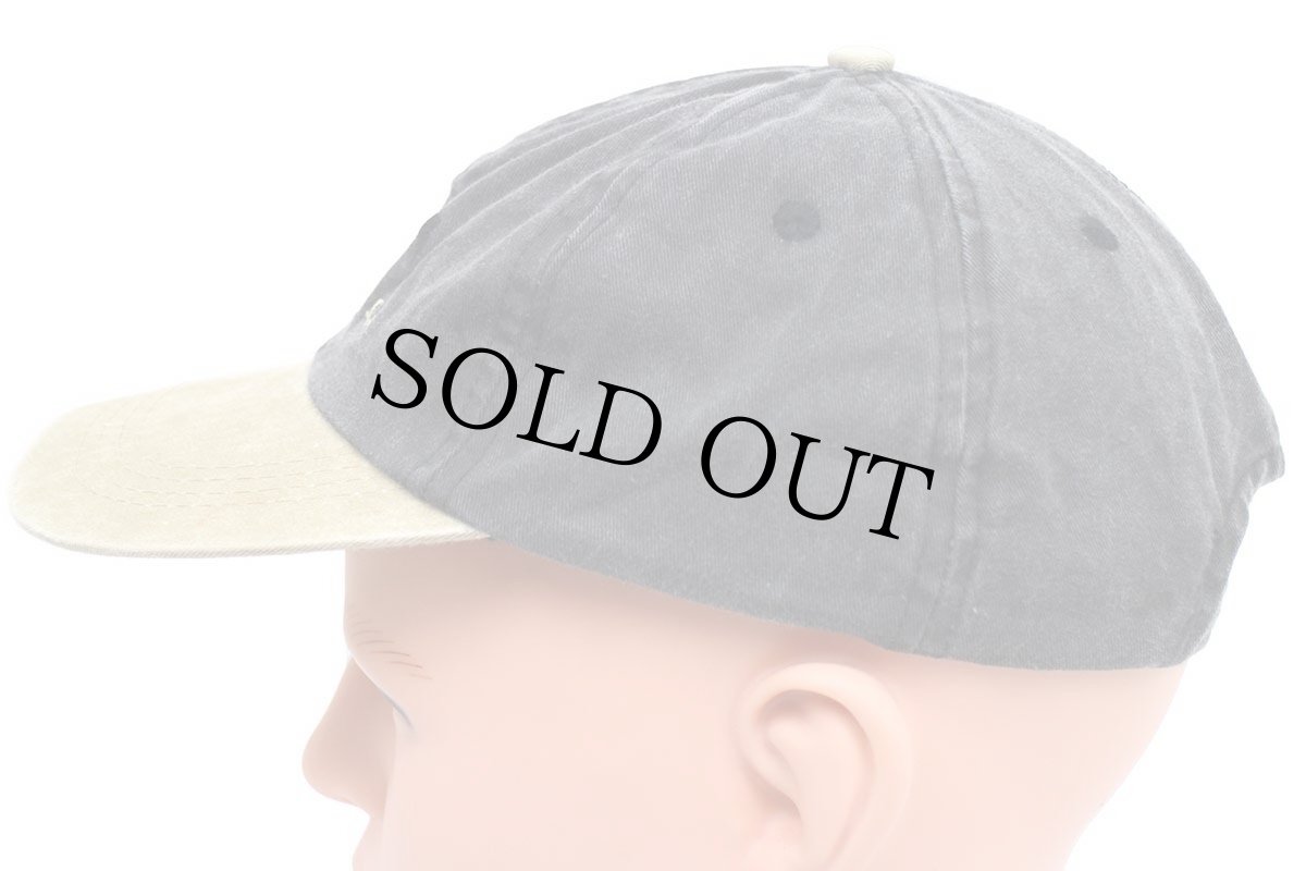 画像3: 00s Dorney Park Wildwater Kingdom SF Steel Force 刺繍 ツートン 切り替え コットンキャップ 黒×カーキ フェード (3)