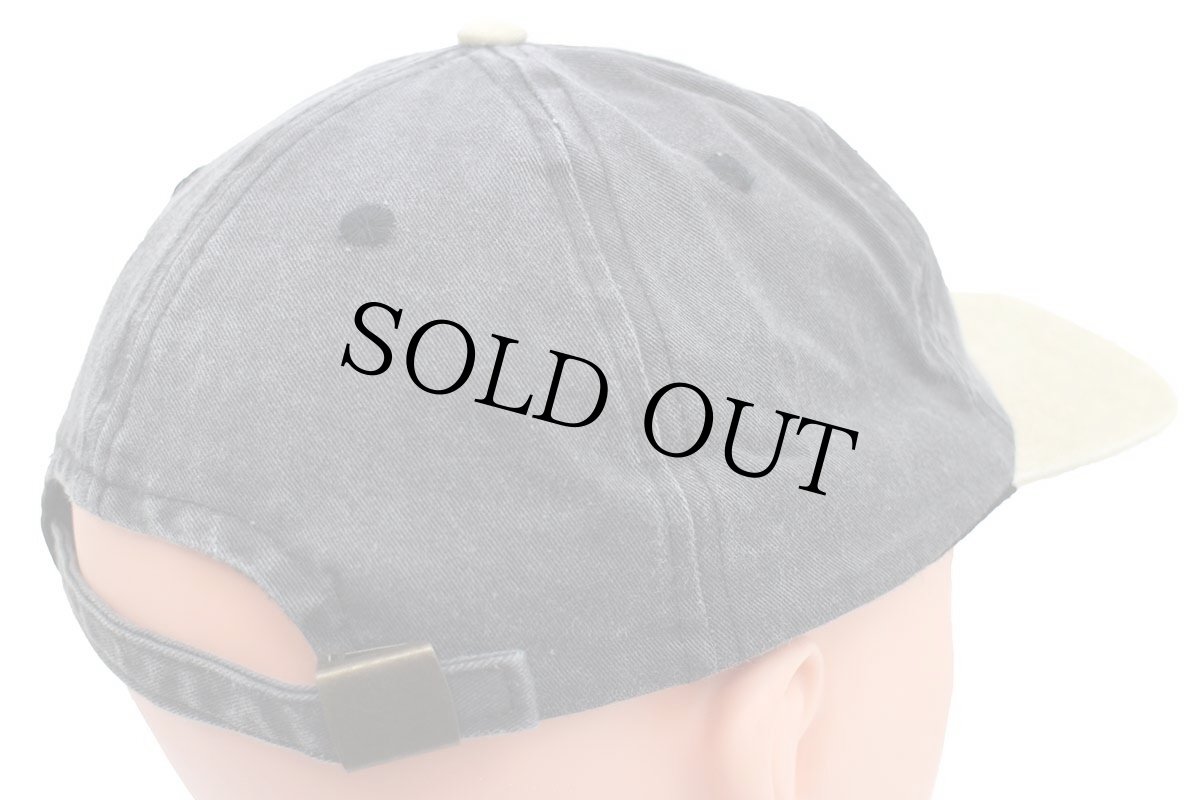 画像2: 00s Dorney Park Wildwater Kingdom SF Steel Force 刺繍 ツートン 切り替え コットンキャップ 黒×カーキ フェード (2)