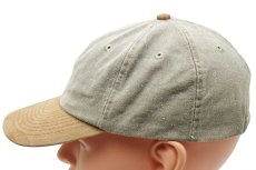 画像3: 90s TOPPERS 無地 ツートン 切り替え ウォッシュ加工 レザー×コットンキャップ グレーベージュ×ブラウン (3)
