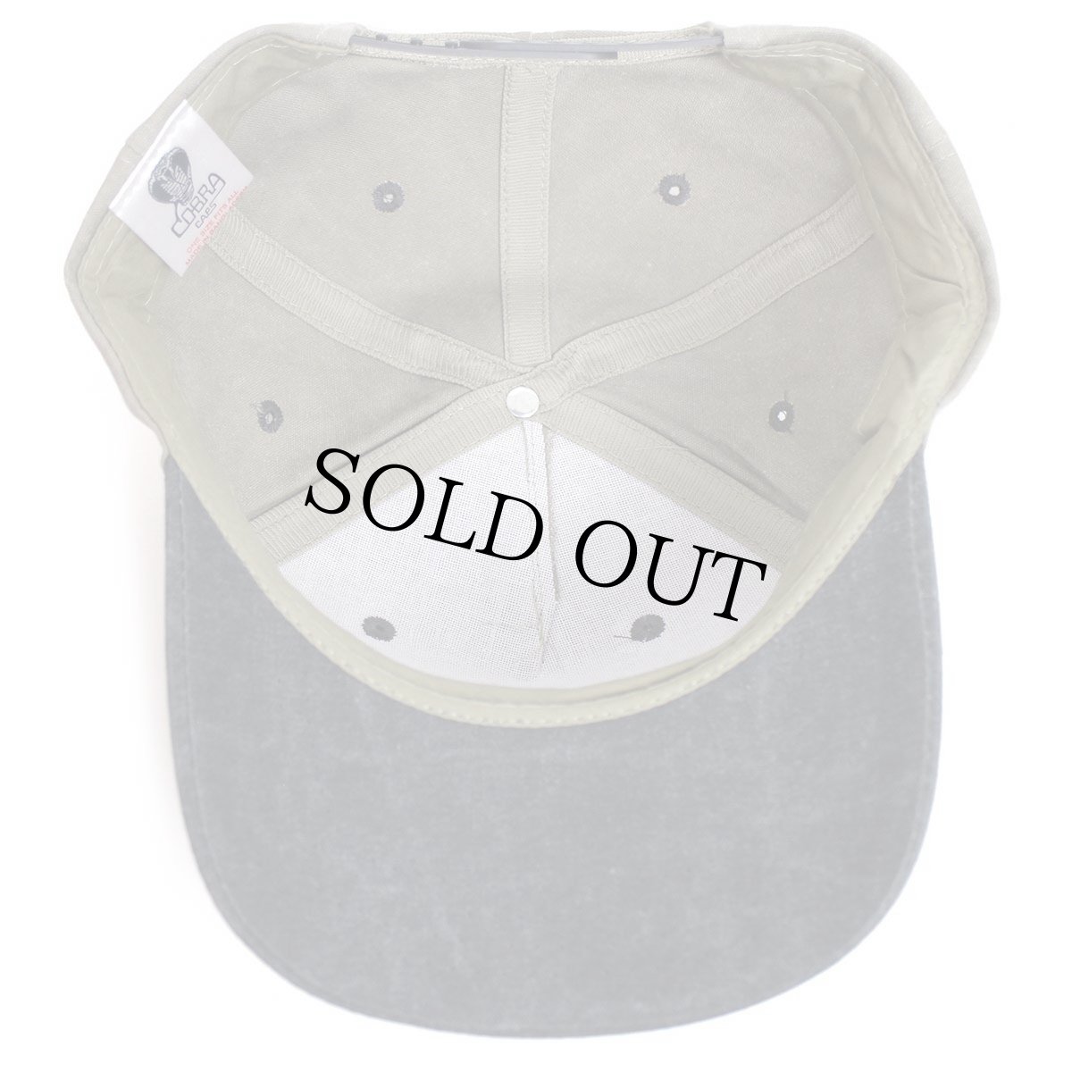 画像6: デッドストック★COBRA CAPS 無地 ツートン 切り替え ウォッシュ加工 コットンキャップ グレーベージュ×チャコールグレー★A (6)