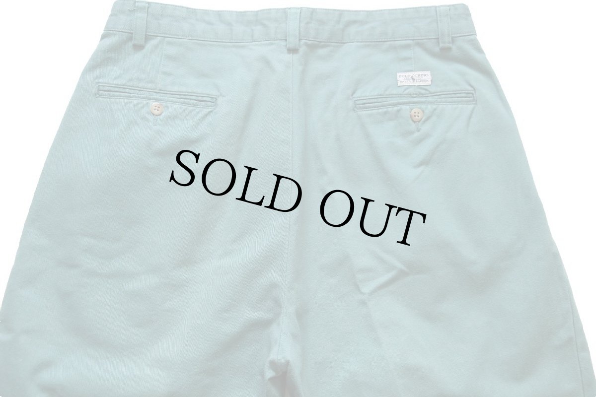 画像5: 90s ポロ ラルフローレン ANDREW PANT ツータック コットン チノパン 薄緑 w33 L30 (5)