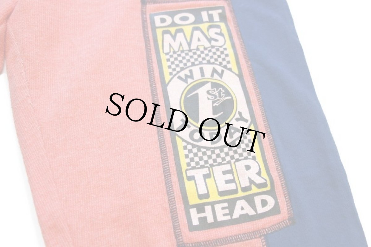 画像7: 90s イタリア製 MASTER ツートン 切り替え コットン イージーパンツ 薄オレンジ×紺 L (7)