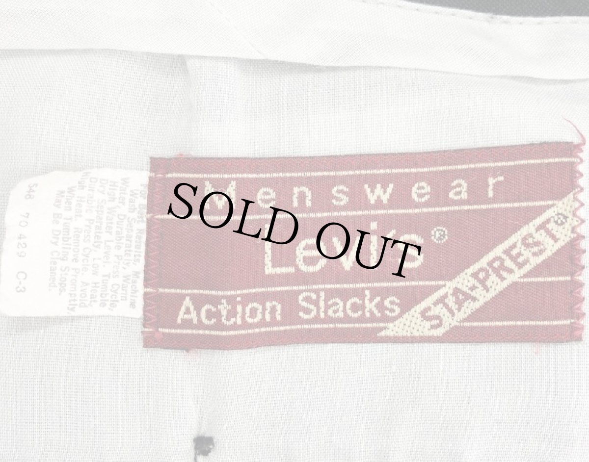 画像6: 80s Levi'sリーバイス Action Slacks STA-PRESTスタプレ スラックス ポリエステルパンツ 黒 w31 (6)
