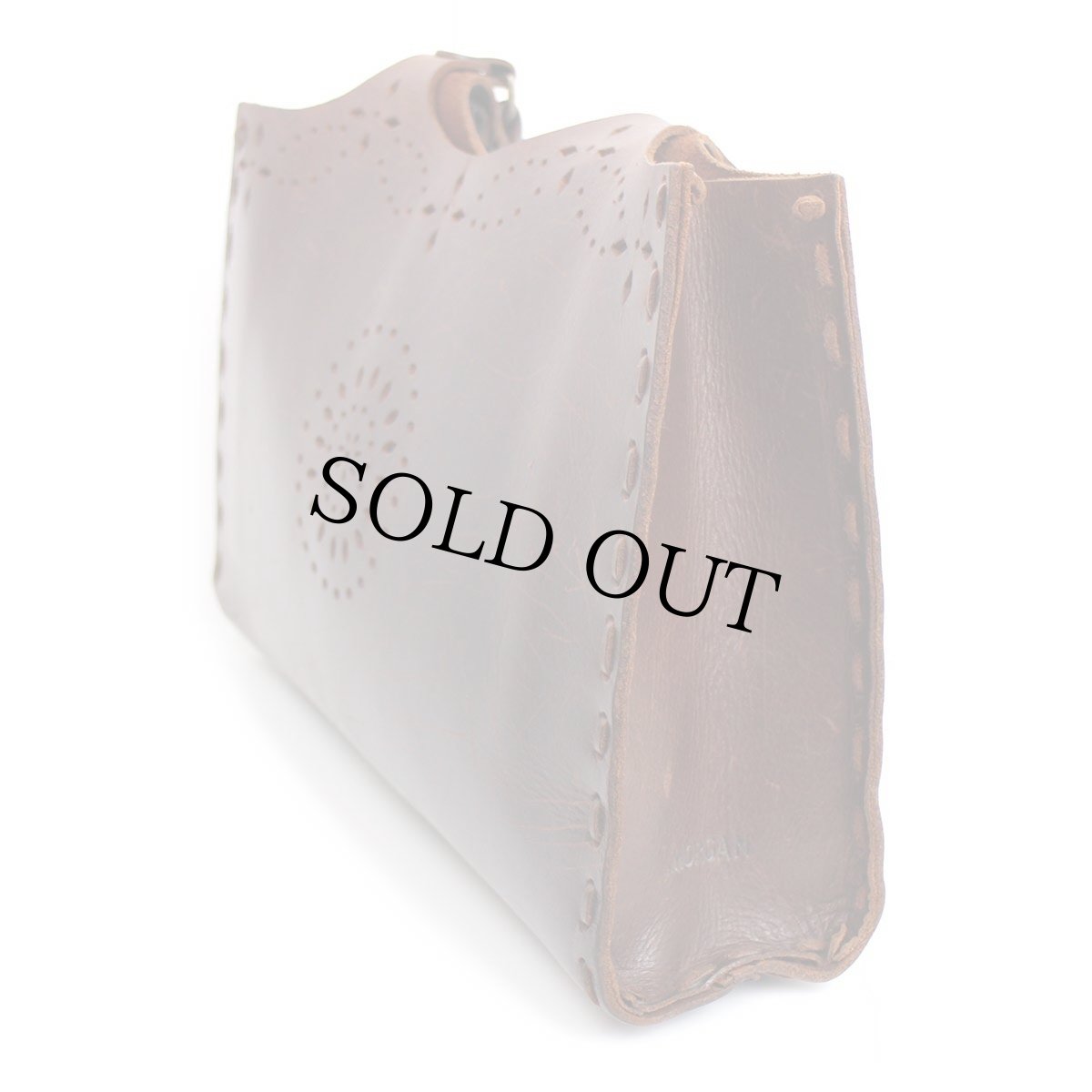 画像3: MORGAN パンチング レザー ハンドバッグ ダークブラウン (3)