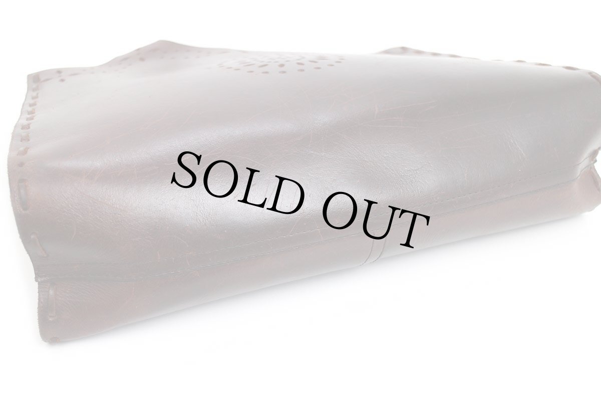 画像4: MORGAN パンチング レザー ハンドバッグ ダークブラウン (4)