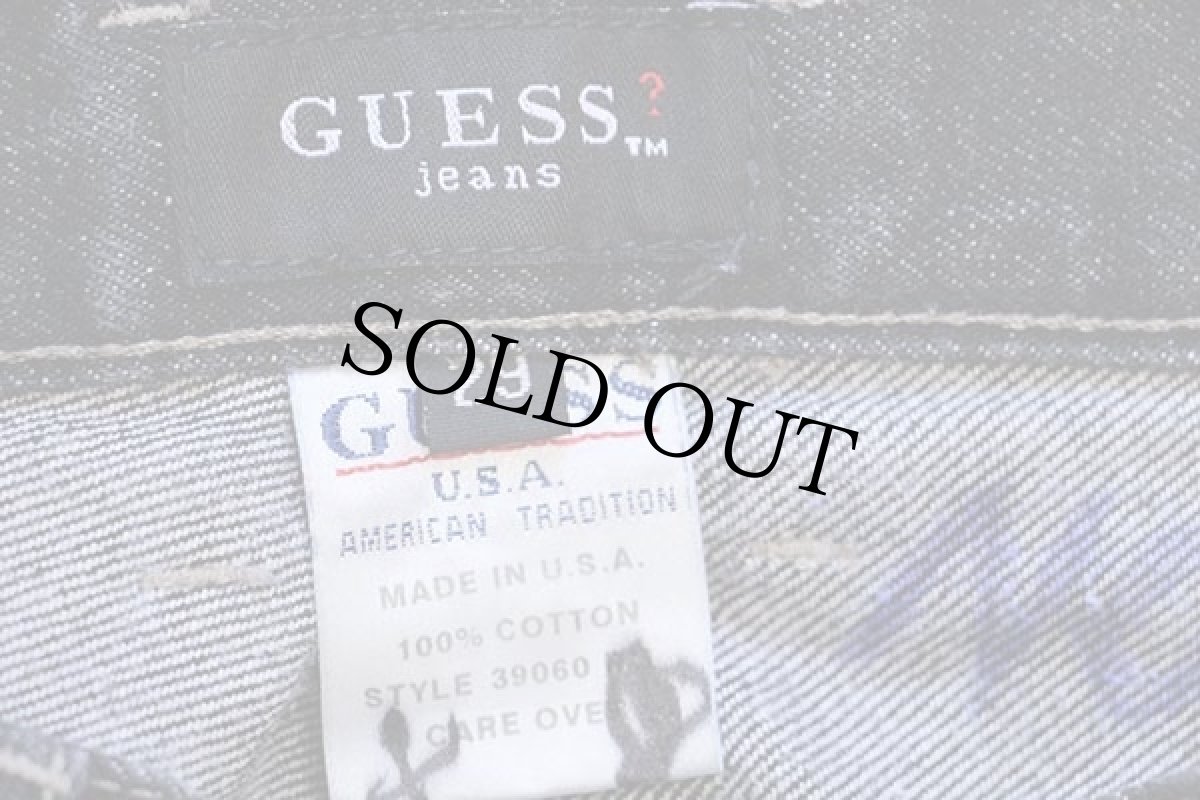 画像6: 90s USA製 GUESSゲス JEANS ブラック デニムパンツ 先染め W29 (6)