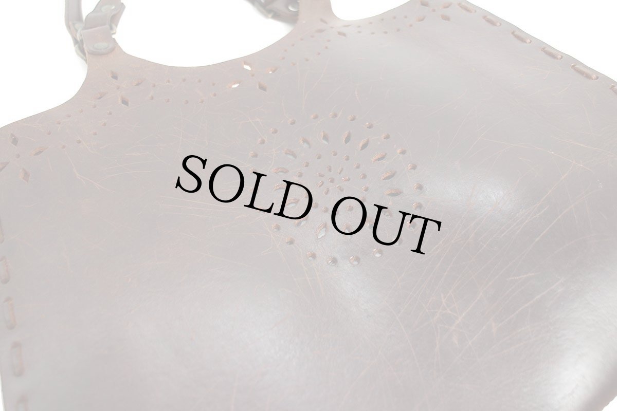 画像5: MORGAN パンチング レザー ハンドバッグ ダークブラウン (5)