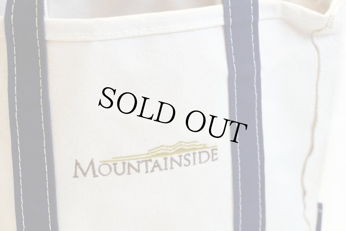 画像4: USA製 L.L.Bean BOAT AND TOTE Foundation House Portland,ME MOUNTAINSIDE刺繍 ロングハンドル キャンバス トートバッグ 紺 S★スモール (4)