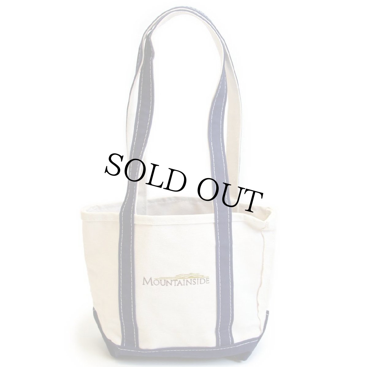 画像2: USA製 L.L.Bean BOAT AND TOTE Foundation House Portland,ME MOUNTAINSIDE刺繍 ロングハンドル キャンバス トートバッグ 紺 S★スモール (2)