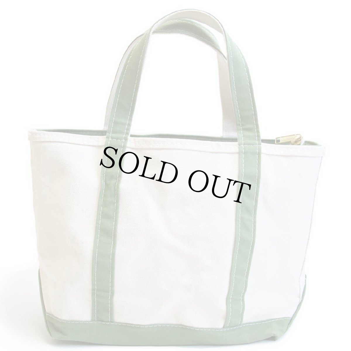 画像2: USA製 L.L.Bean BOAT AND TOTE Anna 刺繍 キャンバス トートバッグ ジップトップ ライトグリーン M★ミディアム (2)