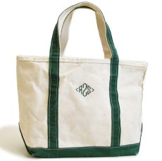 画像1: 00s USA製 L.L.Bean BOAT AND TOTE A2S 刺繍 キャンバス トートバッグ 緑 M★ミディアム (1)