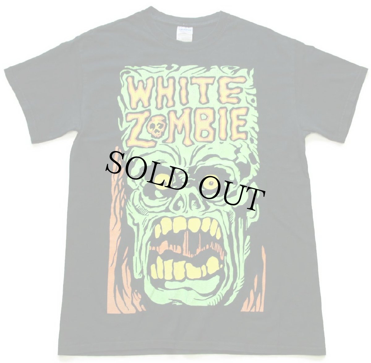 画像2: WHITE ZOMBIE ホワイトゾンビ 蛍光ひび割れプリント コットン バンドTシャツ 黒 M (2)