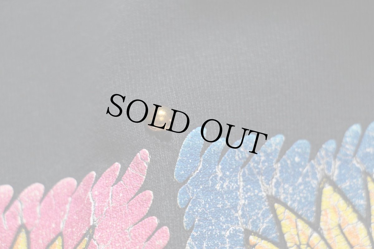 画像6: 90s ひまわり アート 発泡プリント リベット付き コットンTシャツ 黒 (6)