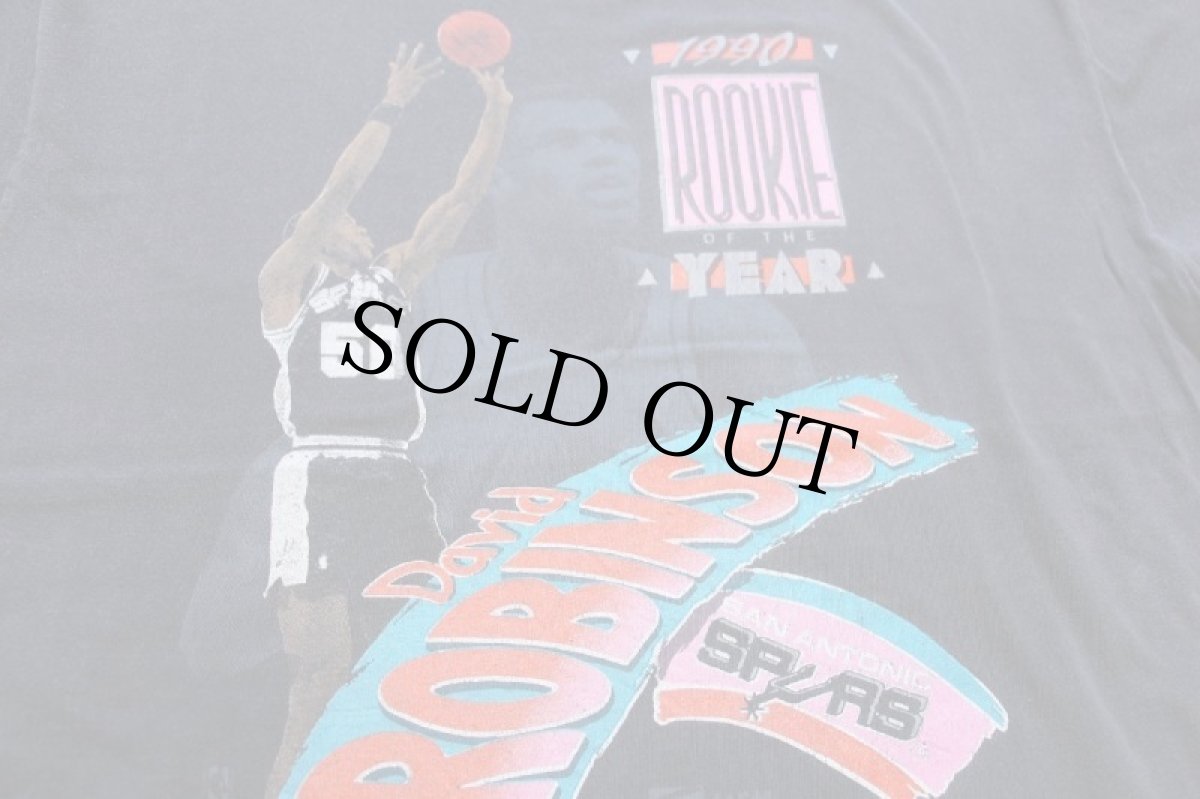 画像4: 90s USA製 SALEM NBA SAN ANTONIO SPURS David ROBINSON コットンTシャツ 黒 フェード XL (4)