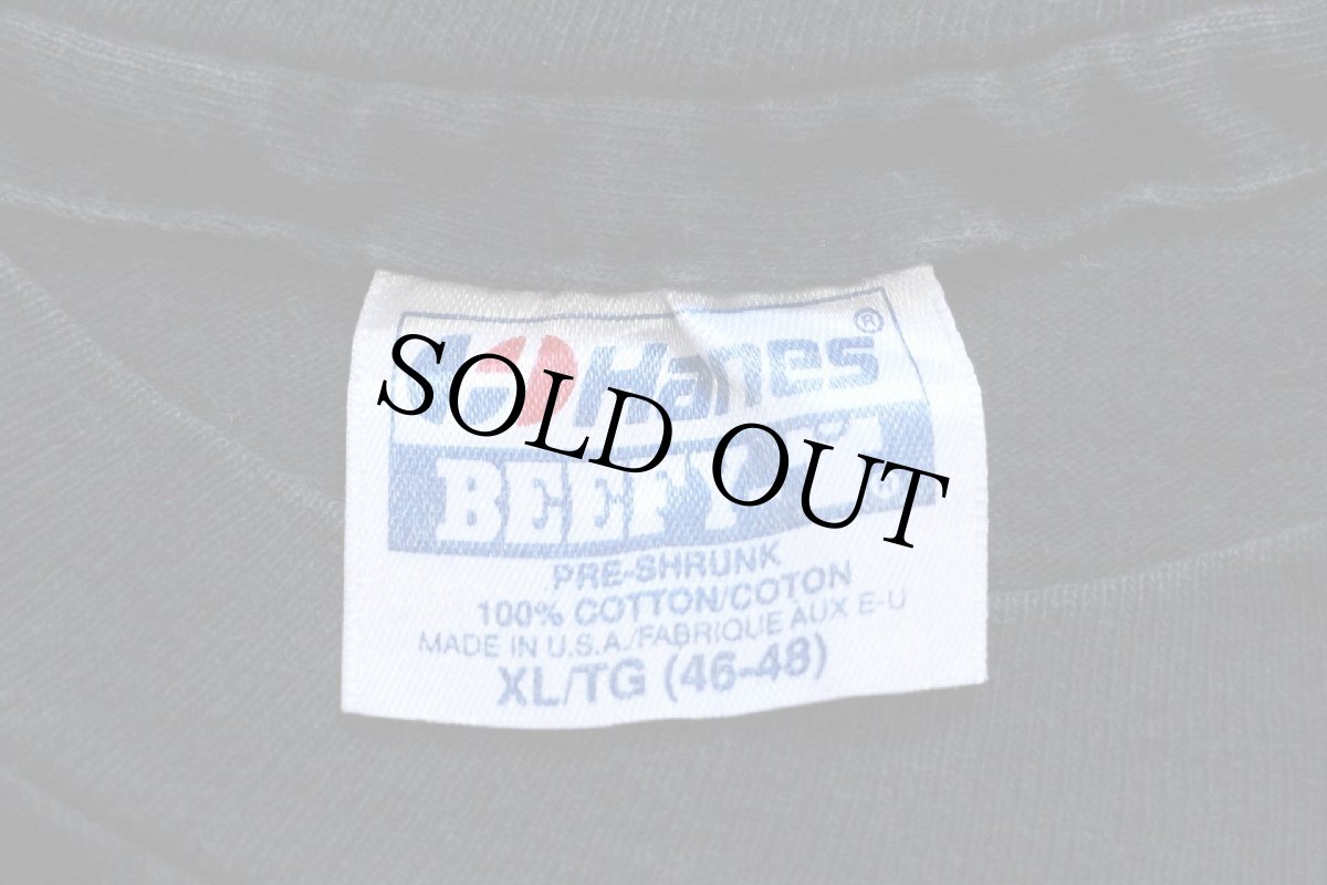 画像5: 90s USA製 Hanes RODGER'S サンフェイス ムーンフェイス コットンTシャツ 黒 XL (5)