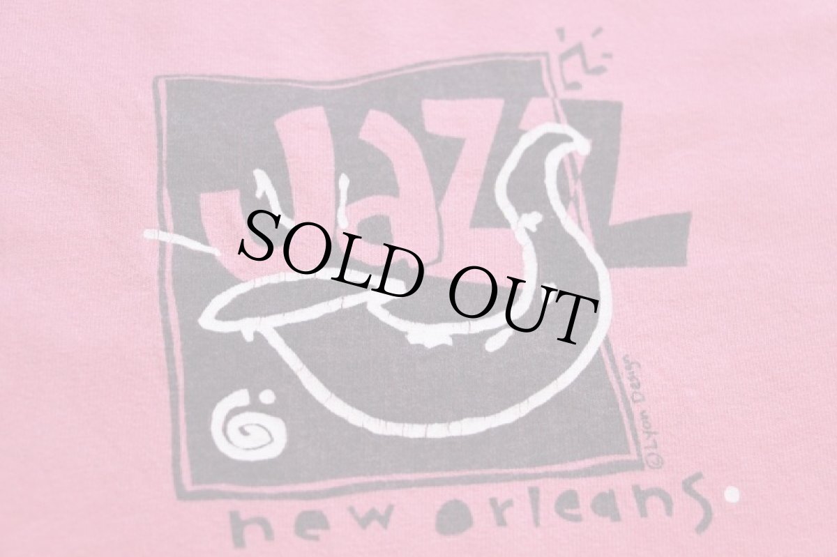 画像4: 90s Jazz house New Orleans アート 両面プリント コットンTシャツ ピンク L (4)