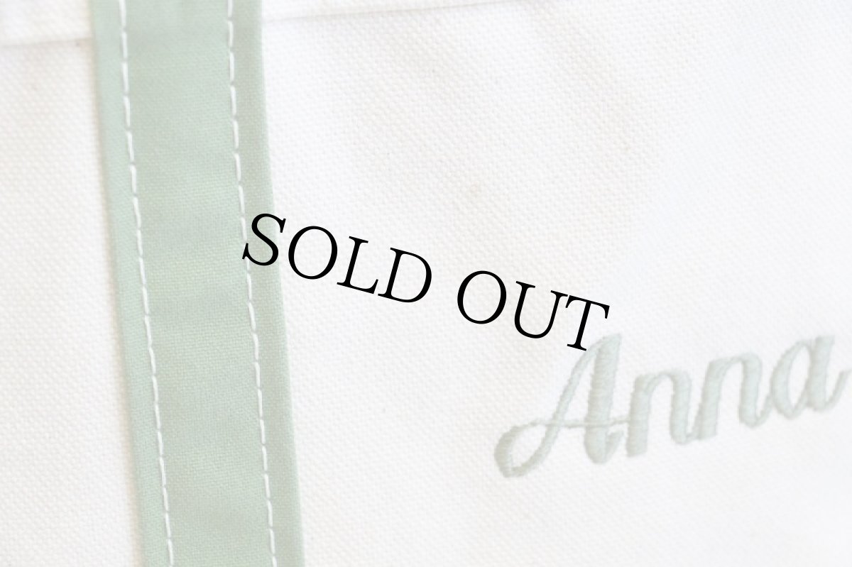 画像8: USA製 L.L.Bean BOAT AND TOTE Anna 刺繍 キャンバス トートバッグ ジップトップ ライトグリーン M★ミディアム (8)