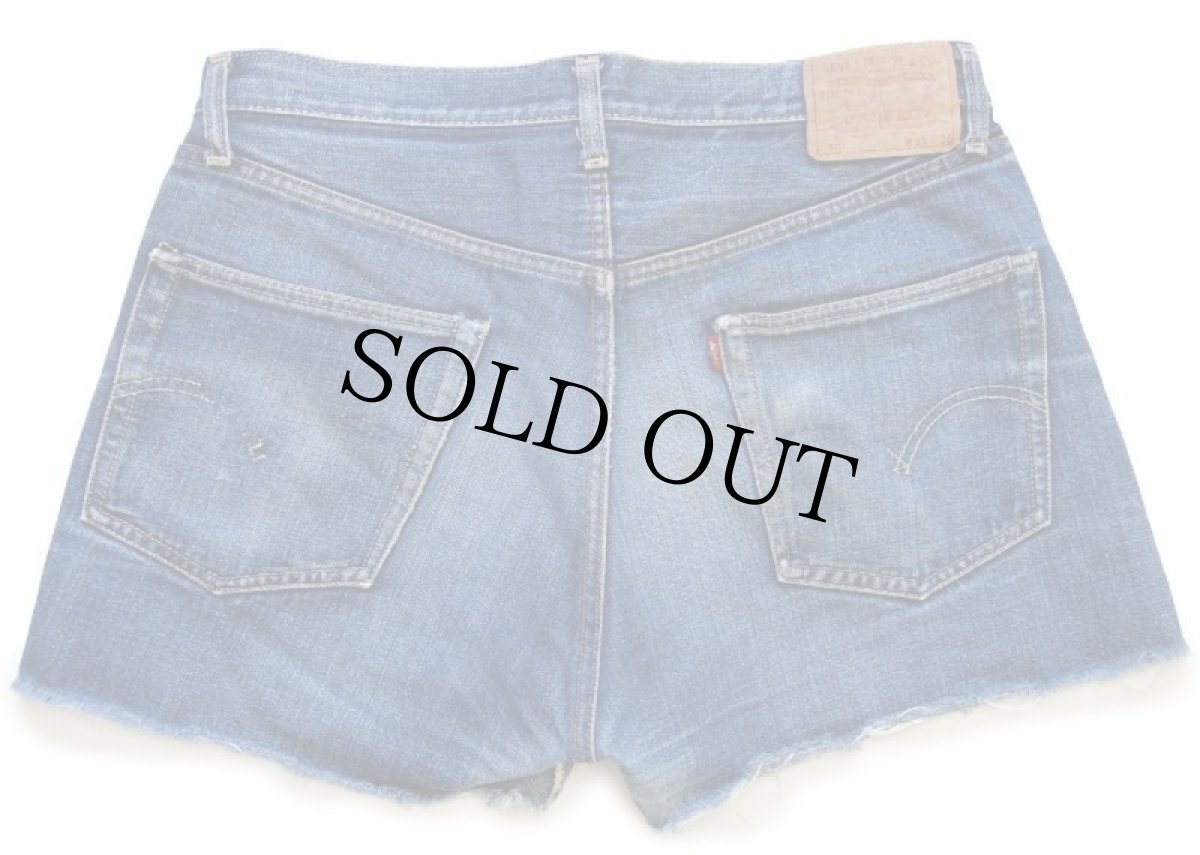 画像2: 60s USA製 LEVI'Sリーバイス 501 BIGE Sタイプ カットオフ デニムショートパンツ ヒゲ w35★ショーツ (2)