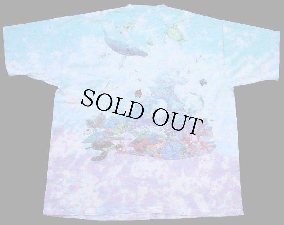 画像2: 90s LIQUID BLUE OCEANICA 海洋生物 アート 両面プリント タイダイ染め コットンTシャツ XXL★特大 (2)